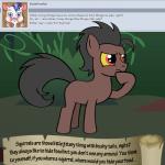 1:1 animated bitterplaguerat confusion earth_pony english_text equid equine forest hasbro horse loki_(bitterplaguerat) male mammal my_little_pony plant pony short_playtime solo text tree yellow_eyes