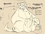 anthro balls belly blush bodily_fluids clothing cum erection genital_fluids genitals hat headgear headwear male masturbation nude overweight penis solo text raburigaron nintendo splatoon big_man_(splatoon) fish manta_ray marine ray_(fish) stingray english_text