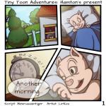 1:1 2018 alarm_clock building clock comic detailed_background digital_media_(artwork) domestic_pig english_text hamton_j._pig hi_res house lirkov male mammal plant solo suid suina sus_(pig) text tiny_toon_adventures tree warner_brothers