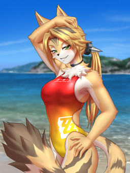 5_fingers anthro backless_swimsuit beach blonde_hair blush breasts clothed clothed_anthro clothed_female clothing countershade_face countershade_legs countershade_tail countershade_torso countershading female fingers fur hair highleg highleg_swimwear humanoid_hands legs_together long_hair one-piece_swimsuit outside slim smile solo sport_swimsuit swimwear tail tan_body tan_fur white_body white_fur mykegreywolf mihoyo zenless_zone_zero pulchra_fellini felid feline mammal thiren 2025 3:4 absurd_res hi_res