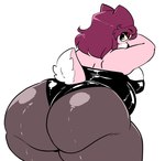 anthro big_butt blue_eyes breasts butt cleavage clothed clothing female freckled_face freckles fur hair huge_butt legwear leotard lingerie looking_back overweight overweight_anthro overweight_female pantyhose pink_body pink_fur red_hair scut_tail short_tail side_boob simple_background solo star_eyes starry_eyes tail teddy_(clothing) thick_thighs white_background wide_hips anaugi nuggy_(anaugi) badger mammal mustelid musteline 2025 hi_res trans_(lore) trans_woman_(lore)