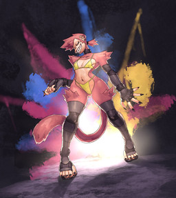 anthro armwear big_butt bikini black_clothing black_nails bracelet breasts butt camel_toe clothing collar colored_nails ear_piercing elbow_gloves fangs female fingerless_gloves footwear fur gloves hair half-closed_eyes handwear jewelry leggings legwear light_source looking_at_viewer multicolored_body multicolored_skin nails narrowed_eyes navel nipple_outline paint piercing red_body red_fur sandals shoes slim small_breasts smile solo spiked_collar spikes spiky_hair spray_paint swimwear tail teeth toothy_grin two-piece_swimsuit two_tone_body two_tone_skin wide_hips redustheriotact diana_banana_(doodtoon) haplorhine mammal monkey primate hi_res