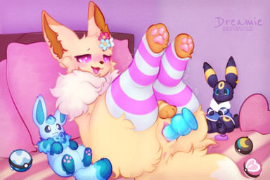 accessory anus bed bedroom blush bodily_fluids clitoral_hood clitoris clothing detailed_background dildo dildo_in_vagina dildo_insertion dipstick_ears dipstick_tail dive_ball ear_markings female feral flower_hair_accessory fluffy fluffy_tail footwear furniture genital_fluids genitals hair_accessory hairclip leg_markings legs_up looking_pleasured love_ball lying markings masturbation moon_ball multicolored_ears neck_tuft on_back on_bed open_mouth pawpads paws penetration pillow pink_eyes plushie pokeball sex_toy sex_toy_in_vagina sex_toy_insertion shaking shaking_legs socks socks_(marking) solo tail tail_markings tongue tuft vaginal vaginal_fluids vaginal_penetration vulva dreamiepaws nintendo pokemon fan_character shiver_(shivereevee) stacy_(vivee) vivi_(vivee) eevee eeveelution generation_1_pokemon generation_2_pokemon generation_4_pokemon glaceon pokemon_(species) umbreon absurd_res hi_res signature
