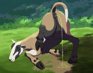 animal_genitalia animal_vulva anus bodily_fluids butt female feral genital_fluids genitals hooves needy outside peeing peeing_on_ground presenting presenting_hindquarters presenting_vulva raised_leg raised_tail solo spread_legs spreading tail teats udders urine urine_on_ground vulva watersports twistedewe khali_(twistedewe) bovid caprine mammal sheep hi_res