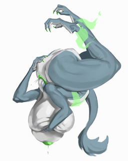 anthro auto_unbirth auto_vore backbend big_breasts blue_body blue_scales bodily_fluids breasts claws contortionism extreme_contortion feet female fingers flexible genital_fluids genitals green_claws head_in_pussy head_insertion huge_breasts muscular muscular_thighs nude scales simple_background solo thick_thighs toes vaginal vaginal_fluids vore vulva wide_hips gyy mythology dragon mythological_creature mythological_scalie reptile scalie 4:5 digital_media_(artwork) hi_res
