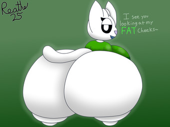 anthro bedroom_eyes big_breasts big_butt black_sclera blue_mouth blue_tongue breasts butt clothing eyelashes female glowing glowing_body glowing_ears glowing_tail green_background green_clothing green_shirt green_topwear huge_butt hyper hyper_butt looking_at_viewer looking_back looking_back_at_viewer narrowed_eyes open_mouth open_smile purple_nose rear_view seductive shirt shortstack simple_background smile smiling_at_viewer solo tail tongue topwear white_body white_ears white_eyes white_tail reathe microsoft ori_(series) xbox_game_studios olive_(luigidoesathing) guardian_spirit 2025 4:3 colored digital_media_(artwork) hi_res shaded signature