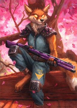4_toes 5_fingers anthro barefoot belt biped black_nose claws clothed clothing detailed_background digitigrade feet fingerless_gloves fingers flower fur gloves glowing glowing_eyes gun handwear holding_gun holding_object holding_ranged_weapon holding_weapon male multicolored_body multicolored_fur orange_body orange_fur petals plant ranged_weapon smile solo toe_claws toes tree two_tone_body two_tone_fur weapon whiskers zipper kenket epic_games fortnite fennix_(fortnite) canid canine fox mammal red_fox true_fox 2019 digital_media_(artwork) hi_res
