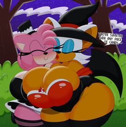 alternative_fashion anthro armwear back_wings big_breasts blush bouncing_breasts breast_jiggle breasts candy candy_between_breasts cleavage cleavage_overflow clothed clothing cloud cloudy_sky costume curvy_figure dessert detailed_background dialogue dress duo elbow_gloves eyelashes eyes_closed eyeshadow female female/female fingers food fur gloves goth grass hair handwear hat headgear headwear heart_symbol holidays hourglass_figure huge_breasts jiggling kissing_cheek leggings legwear leotard lipstick makeup membrane_(anatomy) membranous_wings multicolored_body multicolored_clothing multicolored_dress multicolored_fur night outside panties pink_body pink_fur pink_hair plant red_lipstick shrub sky star starry_sky strapless_clothing strapless_leotard tan_body tan_fur text thick_thighs tight_clothing tree two_tone_body two_tone_fur underwear voluptuous voluptuous_anthro voluptuous_female white_body white_clothing white_fur white_hair white_panties white_underwear wide_hipped_anthro wide_hipped_female wide_hips wings witch_costume witch_hat 3barts halloween sega sonic_the_hedgehog_(series) amy_rose rouge_the_bat bat eulipotyphlan hedgehog mammal 2025 absurd_res digital_drawing_(artwork) digital_media_(artwork) english_text hi_res