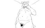 anthro balls belly censor_bar flaccid foreskin genitals humanoid_genitalia humanoid_hands humanoid_penis ineffective_censorship kemono long_foreskin male moobs navel nipples overweight overweight_anthro overweight_male penis pubes simple_background solo tight_foreskin oogamikennta canid canine canis domestic_dog mammal 2019 censored monochrome