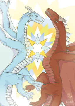 abstract_background back_spikes blue_body blue_eyes claws duo fangs fantasy feral flying happy horn magic male membrane_(anatomy) membranous_wings orange_eyes red_body smile spikes spikes_(anatomy) star teeth teeth_showing wings ocelotka european_mythology mrlololoshka mythology leftharion raitharion dragon mythological_creature mythological_scalie scalie western_dragon wyvern digital_media_(artwork) full-length_portrait portrait