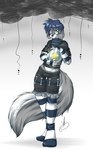 alternative_fashion anthro clothed clothing eyewear female glasses goth legwear magic midriff solo stockings stripes tail laur femepav canid canine mammal source_request