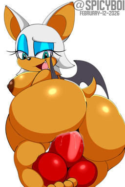 anthro areola big_breasts big_butt breasts butt butt_focus dildo dildo_in_vagina dildo_insertion eyeshadow feet female foot_on_balls fur huge_butt lipstick looking_back makeup nipples nude open_mouth penetration sex_toy sex_toy_in_vagina sex_toy_insertion simple_background smile tail tan_body tan_skin teal_eyes vaginal vaginal_penetration white_background white_body white_fur wings spicyboi sega sonic_the_hedgehog_(series) rouge_the_bat bat mammal 2026 absurd_res dated hi_res