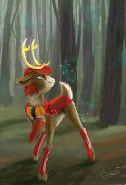 antlers armor brown_body brown_fur feral fluffy forest forest_background fur grass headgear helmet horn looking_away male multicolored_body multicolored_fur nature nature_background orange_eyes plant quadruped scut_tail short_tail solo tail tree two_tone_body two_tone_fur yellow_antlers mythrava hasbro idw_publishing my_little_pony my_little_pony_(idw) blackthorn_(mlp) deer mammal 2015 absurd_res digital_media_(artwork) digital_painting_(artwork) hi_res painting_(artwork) signature