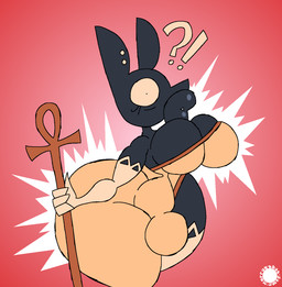 4_fingers ankh anthro armwear big_breasts big_butt breast_expansion breasts bulge butt butt_expansion clothing ear_piercing ear_ring elbow_gloves expansion femboy fingers footwear glistening glistening_lips gloves gynomorph handwear hip_expansion huge_butt huge_hips huge_thighs hyper hyper_lips interrobang intersex legwear lip_expansion lips logo piercing ring_piercing robe socks solo text thick_lips thick_thighs thigh_expansion thigh_highs thigh_socks wide_hips thatdawgmurray simgishel_(thatdawgmurray) canid canine canis jackal mammal aliasing artist_logo artist_name digital_media_(artwork) hi_res signature