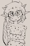 anthro big_eyes big_tail breasts female fluffy fluffy_hair freckles hair nipples nude small_breasts solo tail megolotl mego_(megolotl) amphibian axolotl marine mole_salamander salamander hi_res