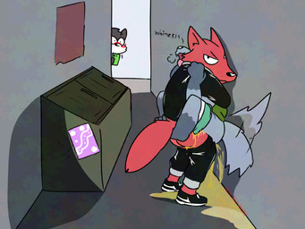 alley alley_sex alternative_fashion anal anal_penetration anthro anthro_on_anthro anthro_penetrated anthro_penetrating anthro_penetrating_anthro arms_around_another arms_around_partner arms_around_torso arms_around_waist aroused aroused_by_another aroused_face aroused_male aroused_smile back_muscles barefoot being_watched black_bottomwear black_clothing black_footwear black_jacket black_pants black_shoes black_topwear bodily_fluids bottomwear bottomwear_around_legs bottomwear_down breath bully bullying butt carrying_another carrying_partner clothed clothed_sex clothing clothing_around_legs delinquent dominant dominant_anthro dominant_male domination/submission dumpster duo eyewear feet footwear fur genital_fluids glasses green_bottomwear green_clothing green_shirt green_shorts green_topwear grey_body grey_fur grin grinning_at_viewer humping jacket legs_around_partner legs_around_torso legs_around_waist looking_at_another looking_at_viewer looking_pleasured male male/male male_peeing male_peeing_on_male male_penetrated male_penetrating male_penetrating_male manhandling manly panting pants pants_around_legs pants_down pants_wetting partially_clothed peeing peeing_in_ass peeing_inside peeing_on_another peeing_on_butt peeing_on_clothing peeing_on_ground peeing_on_leg peeing_on_self peeing_on_wall peeing_while_penetrating penetration penile penile_penetration penis_in_ass pinned pinned_to_wall pounding_ass punk rear_view red_body red_fur rough_sex secretly_loves_it sex shirt shoes shorts shorts_around_legs shorts_down smile smiling_at_viewer smirk smirking_at_viewer standing standing_sex submissive submissive_anthro submissive_male tail tail_motion tailwag text thrusting thrusting_forward tongue tongue_hanging_out tongue_out topwear tough_guy urine urine_drip urine_in_ass urine_on_body urine_on_butt urine_on_clothing urine_on_ground urine_on_leg urine_on_self urine_on_wall urine_pool urine_stream voyeur watersports wearing_glasses wet wet_clothing wetting wetting_bottomwear white_body white_fur yellow_urine max_thewolfy canid canine canis mammal wolf english_text hi_res