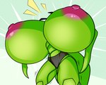 antennae_(anatomy) anthro areola big_breasts breasts clothed clothing female green_body huge_breasts hyper hyper_breasts nipples non-mammal_breasts panties pink_areola pink_nipples solo topless underwear winterwarning eliot_(heroic_ones) arthropod insect mantis hi_res