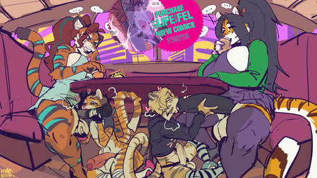 advertisement animal_genitalia animal_penis anthro balls black_hair blonde_hair blue_eyes bottomless bottomwear breasts brown_hair clothed clothing coffee_cup container countershading cup dress equine_genitalia equine_penis erection eyebrows eyelashes fellatio food foreskin foreskin_play genitals green_eyes group gynomorph gynomorph/male gynomorph_penetrating gynomorph_penetrating_male hair heart_symbol intersex intersex/male intersex_penetrating intersex_penetrating_male legwear male male_penetrated mismatched_animal_penis mismatched_genitalia mismatched_penis oral penetration penile penis ponytail public sandwich_(food) sex shirt skirt stockings sundress tongue_in_foreskin topwear under_table kenno_arkkan roxanne_(spacenavytiger) zane_darkpaw zen_(znr) zhali felid mammal pantherine tiger 16:9 2022 digital_drawing_(artwork) digital_media_(artwork) hi_res widescreen