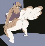 accessory anthro anus beak blush bottomless breasts butt clothed clothing female genitals headband non-mammal_breasts obese obese_anthro obese_female overweight overweight_anthro overweight_female puffy_anus pussy raised_tail solo tail starman_deluxe chanklas avian bird owl 2011