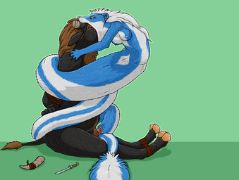 anal anal_penetration anthro anthro_on_anthro anthro_penetrated anthro_penetrating anthro_penetrating_anthro anthro_pred anthro_prey apode balls blue_body blue_fur bound breasts brown_hair coiling duo erection female female_anthro female_penetrated female_pred fur genitals green_background hair head_in_mouth hooves interspecies legless legs_tied male male/female male_anthro male_penetrating male_penetrating_female male_prey nipples nude nude_anthro nude_female nude_male oral_vore partially_inside penetration penile penile_penetration penis penis_in_ass same_size_vore serpentine sex simple_background tail vore vulva white_body white_fur white_hair strega european_mythology greek_mythology mythology uvuzi bovid bovine draconcopode mammal mephitid minotaur naga skunk hi_res