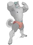 4_toes 5_fingers abs anthro barazoku beard biceps big_bulge big_muscles black_nipples black_nose blue_eyes blue_hair bodily_fluids briefs bulge clothed clothing ear_piercing ear_ring facial_hair feet fingers flexing fur green_hair grey_body grey_fur hair huge_muscles humanoid_feet humanoid_hands looking_at_viewer male multicolored_hair muscular muscular_anthro muscular_male muscular_thighs nipples pecs piercing plantigrade pubes ring_piercing simple_background smile solo standing sweat toes topless two_tone_hair underwear white_background nightterror alan_stevenson canid canine canis domestic_dog husky hybrid mammal nordic_sled_dog spitz wolf 2023 absurd_res hi_res