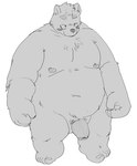 anthro balls belly biped blush genitals humanoid_genitalia humanoid_hands humanoid_penis kemono male moobs nipples overweight overweight_male penis simple_background solo white_background moujya bear mammal 2021 hi_res monochrome