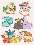 alternate_species ambiguous_gender black_body black_eyes black_fur blue_body blue_fur blue_pawpads brown_body brown_fur evolutionary_family feral floppy_ears fur group neck_tuft pawpads red_body red_fur tail tuft yellow_body yellow_fur teletelo nintendo pokemon eevee eeveelution espeon flareon generation_1_pokemon generation_2_pokemon generation_4_pokemon generation_6_pokemon glaceon jolteon lagomorph leafeon leporid mammal pokemon_(species) rabbit sylveon umbreon vaporeon artist_name hi_res