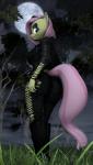 alternative_fashion anthro big_breasts breasts butt clothed clothing ear_piercing ear_ring female fully_clothed goth moon night outside piercing plant ring_piercing solo torn_clothing trad_goth tree undercut gildedbonexfm friendship_is_magic hasbro my_little_pony fluttershy_(mlp) equid equine mammal 3d_(artwork) absurd_res digital_media_(artwork) hi_res