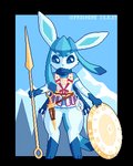 anthro anthrofied blue_outline clothing female front_view melee_weapon outline panties pokemorph polearm shield solo spear underwear weapon frigadae nintendo pokemon eeveelution generation_4_pokemon glaceon pokemon_(species) alpha_channel digital_media_(artwork) full-length_portrait pixel_(artwork) portrait