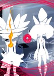 absurd_res braixen clothing comic duo female fire generation_3_pokemon generation_6_pokemon hat headgear headwear hi_res hospital_room humanoid kirlia nintendo photo_background photography_(artwork) pokemon pokemon_(species) ponporio_(artist) question_mark silhouette witch_hat