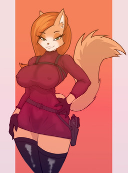 anthro cosplay crossover_cosplay female female/female solo warwar1337 capcom disney kim_possible resident_evil ada_wong canid canine fox mammal crossover hi_res