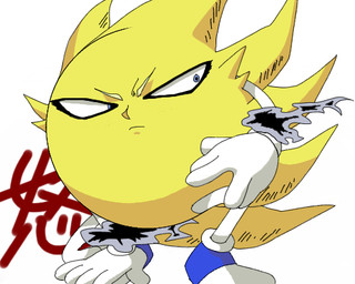 alternate_form black_fire blonde_hair blue_eyes clothing colored_fire crouching fire flaming_wrists footwear frown gloves hair handwear male narrowed_eyes not_furry pose shoes simple_background solo white_background yellow_body pokunchan bobobo-bo_bo-bobo don_patch waddling_head 2012 5:4 digital_media_(artwork) low_res portrait