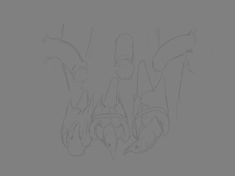 ambiguous_gender beak bound erection feathers feral genitals group humanoid_genitalia humanoid_penis imminent_sex male penis questionable_consent einin avian bird corvid human mammal oscine passerine 4:3 monochrome sketch