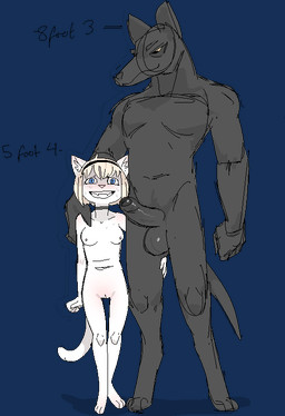 accessory arm_around_leg balls big_balls big_penis black_body blonde_hair blush bodily_fluids body_blush breasts choker choker_only digitigrade duo erection female foreskin genitals hair hair_accessory hairband humanoid_genitalia humanoid_penis imminent_sex jewelry larger_male male male/female muscular muscular_male necklace necklace_only nervous nervous_smile nervous_sweat nude nude_female nude_male penis questionable_consent shoulder_grab size_difference slim_female small_breasts smaller_female sweat sweating_profusely vulva vulva_blush white_body jam_(artist) canid canine canis domestic_cat felid feline felis mammal wolf 2023 alpha_channel