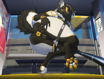 anthro anus bench big_butt biped black_body black_fur black_hair black_vulva breasts bus_stop butt clothed clothing ear_piercing facial_piercing fangs feathers female fur furgonomic_piercing furgonomics genitals glass hair humanoid_genitalia humanoid_vulva industrial_piercing looking_at_viewer looking_down low-angle_view map monotone_genitals multicolored_body multicolored_fur multicolored_hair multicolored_vulva muzzle_piercing neck_tuft nose_piercing nude outside panties panties_down partially_clothed pawpads piercing presenting presenting_anus public ring selfie selfie_stick smile solo spreading tail teeth text tuft two_tone_vulva underwear underwear_down vulva white_body white_fur white_hair yellow_anus yellow_pawpads yellow_vulva nnecgrau coca-cola zaccai canid canine canis fox hybrid mammal wolf 2019 english_text hi_res
