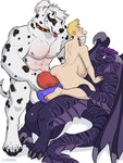 abdominal_bulge abs anal anal_penetration animal_genitalia animal_penis anthro anthro_dominating_human anthro_penetrating anthro_penetrating_human anus balls big_balls big_dom_small_sub big_muscles big_penis blonde_hair butt canine_genitalia canine_penis collar dominant dominant_anthro dominant_male double_anal double_penetration eyes_closed fangs finger_in_mouth fur genitals group group_sex hair heart_eyes heart_symbol holding_leg holding_partner horn huge_balls huge_penis human_on_anthro human_penetrated hyper hyper_balls hyper_genitalia hyper_penis interspecies knot larger_anthro larger_male looking_pleasured lying male male/male markings multi_nipple muscular muscular_anthro muscular_male neck_grab nipples nude pecs penetration penis ponytail purple_body purple_hair sex size_difference smaller_human smaller_male smaller_penetrated spots spotted_body spotted_fur stretched_anus submissive submissive_human submissive_male tail teeth threesome tongue tongue_out trio white_body white_fur white_hair wings illbarks mythology alex_dowski canid canine canis dalmatian domestic_dog dragon human mammal mythological_creature mythological_scalie scalie hi_res signature