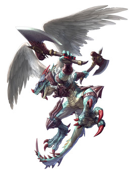 3_toes anthro armlet armor axe barefoot battle_axe biped blue_body blue_scales bracers breastplate claws fantasy_weapon feathered_wings feathers feet furgonomics gem hindpaw holding_object holding_weapon horn male melee_weapon open_mouth paws red_claws scales sharp_teeth simple_background solo spines teeth toe_claws toes tongue weapon white_background white_body white_feathers white_scales wings yellow_eyes unknown_artist bandai_namco soul_calibur aeon_calcos aeon_calcos_(sc5) lizard lizardman lizardman_race_(soulcalibur) reptile scalie absurd_res hi_res official_art