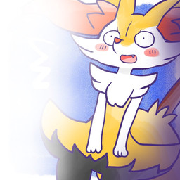 ambiguous_anthro ambiguous_gender anthro biped blush blush_stickers cute_fangs dutch_angle emanata fangs front_view object_in_tail open_mouth open_smile shocked simple_background smile snout solo standing stick stick_in_tail tail teeth wide_eyed annyui0611 nintendo pokemon braixen canid generation_6_pokemon mammal pokemon_(species) 1:1 2024 digital_drawing_(artwork) digital_media_(artwork) japanese_description portrait three-quarter_portrait translated_description