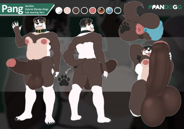 anthro anus armpit_hair backsack balls big_balls big_nipples big_penis black_lips blush body_hair butt butt_grab butt_tattoo chest_tuft collar countershading ear_piercing ear_ring erection fluffy fluffy_tail footprint front_view gaping gaping_anus genitals gesture glans hair hand_behind_head hand_on_butt hand_on_penis heterochromia huge_balls huge_penis hyper hyper_balls hyper_genitalia hyper_penis lips looking_at_viewer looking_back looking_back_at_viewer looking_pleasured low-angle_view male masturbation moobs mostly_nude musclegut muscular navel nipples nude pawprint pawprint_tattoo penis piercing rear_view ring_piercing saggy_balls smile solo spread_butt spreading standing tail tattoo tuft waving waving_at_viewer ppandogg pang_(ppandogg) bear canid canine canis domestic_dog giant_panda hybrid mammal hi_res model_sheet