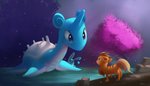 detailed_background group night outside purple_eyes sky star starry_sky trio auroriia nintendo pokemon azumarill generation_1_pokemon generation_2_pokemon growlithe lapras pokemon_(species) 2020 7:4 absurd_res colorful_theme digital_media_(artwork) hi_res