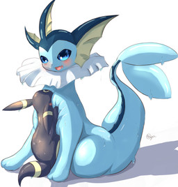 ambiguous_feral ambiguous_gender black_body black_ears black_fur black_tail blue_body blue_eyes blue_skin blue_tail blush blush_lines dripping duo ear_fins ear_markings feral fin frill_(anatomy) fur goo-connected_lips head_fin hug kemono larger_ambiguous larger_feral markings multicolored_body multicolored_fur neck_frill open_mouth quadruped simple_background sitting size_difference smaller_ambiguous smaller_feral squish tail tail_fin tail_markings two_tone_body two_tone_fur white_background yellow_body yellow_ears yellow_fur yellow_markings yellow_tail floameya nintendo pokemon aquatic eeveelution generation_1_pokemon generation_2_pokemon goo_creature mammal pokemon_(species) umbreon vaporeon 2023 colored digital_media_(artwork) hi_res shaded signature