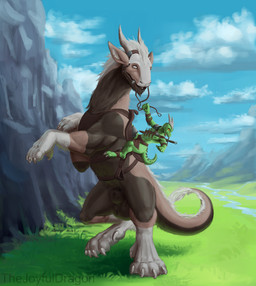 5_toes animal_genitalia anthro armor balls biped black_body black_fur bridle brown_body brown_fur claws clothing cloud dagger duo feet feral fully_sheathed fur genitals grass green_body green_skin horn knife male melee_weapon mount multicolored_body multicolored_fur nipples outside plant quadruped reins riding riding_on_back river saddle sheath straddling sword tail toes weapon white_body white_fur thejoyfuldragon mythology dragon felkin kobold mythological_creature mythological_scalie scalie digital_media_(artwork) digital_painting_(artwork) full-length_portrait hi_res painting_(artwork) portrait