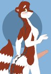 blush erection fur male markings red_body red_fur solo striped_markings striped_tail stripes tail tail_markings tabbiewolf unknown_species