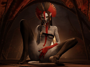 black_hair blue_body blue_skin breasts ear_piercing ear_ring feet female female_humanoid fingers genitals hair hand_on_vulva humanoid_feet jewelry looking_at_viewer markings necklace not_furry nude piercing plantigrade pointy_ears ring_piercing smile soles solo spread_legs spreading striped_body stripes tail toes tribal tribal_markings vulva yellow_eyes quick_e james_cameron's_avatar varang_(avatar) alien alien_humanoid humanoid na'vi 3d_(artwork) digital_media_(artwork)