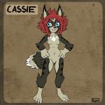 1:1 anthro canid canine cassie_(disambiguation) character_name claws felid female flat_colors hair hybrid kemono mammal model_sheet punishedkom red_hair smile solo young young_anthro