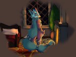 anthro bedroom transformation wings voirath mythology dracarna canid canine dragon mammal mythological_creature mythological_scalie scalie skulldog_(species) spirit 4:3 absurd_res hi_res