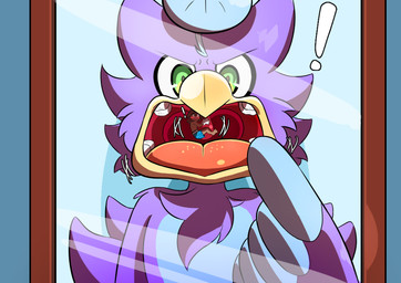 4_fingers 5_fingers anime_style anthro beak big_tongue cartoon_gloves duo extreme_size_difference feet fingers human_prey in_mouth macro male male/male mawplay micro open_beak open_mouth orange_tongue size_difference smaller_human thick_tongue tongue toony uvula uvula_play vore wide_tongue wing_fingers klizlove toon_twack_(klizlove) twack_(klizlove) zoom_(paradoxian) avian bird human mammal absurd_res hi_res
