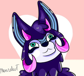 4_horns anthro big_ears big_horn blue_body blue_ears blue_fur blue_nose cat_smile cheek_tuft closed_smile cross-eyed eye_bags facial_tuft forehead_horn fur glistening glistening_body glistening_horn glistening_horns glistening_skin green_eyes hair_tuff happy head_tuft heart_background horn looking_down looking_up male mouth_closed multi_horn neck_tuft pink_background pink_horn purple_body purple_fur silly silly_face simple_background smile solo tuft white_background white_body white_fur young young_anthro young_male mouselect canid canine canis demon hybrid mammal procyonid raccoon wolf digital_drawing_(artwork) digital_media_(artwork) digital_painting_(artwork) icon painting_(artwork)