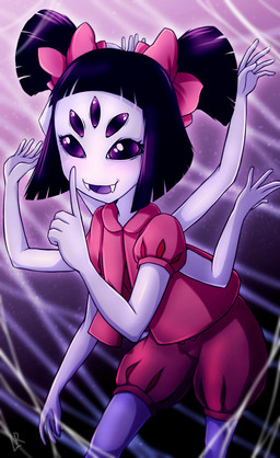 accessory alternative_fashion bow_(feature) bow_accessory bow_ribbon fangs female hair_accessory hair_bow hair_ribbon j-fashion multi_eye multi_limb ouji_(fashion) purple_eyes ribbons solo teeth twin_bows twin_hair_bows lindaroze undertale undertale_(series) muffet animal_humanoid arachnid arachnid_humanoid arthropod arthropod_humanoid humanoid spider spider_humanoid source_request unavailable_at_source