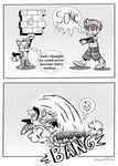 anthro bone duo gradient gradient_background holding_object male onomatopoeia simple_background skull sound_effects speech_bubble text thought_bubble young young_human young_male squeakerbunny sega sonic_the_hedgehog_(series) sonic_x christopher_thorndyke miles_prower canid canine fox human mammal zombot black_and_white comic english_text hi_res monochrome